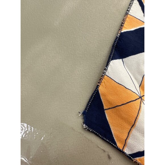 Vintage Geometric Rectangle Shawl Scarf Lightweight 36x10 Inch Orange Navy White - Picture 5 of 5